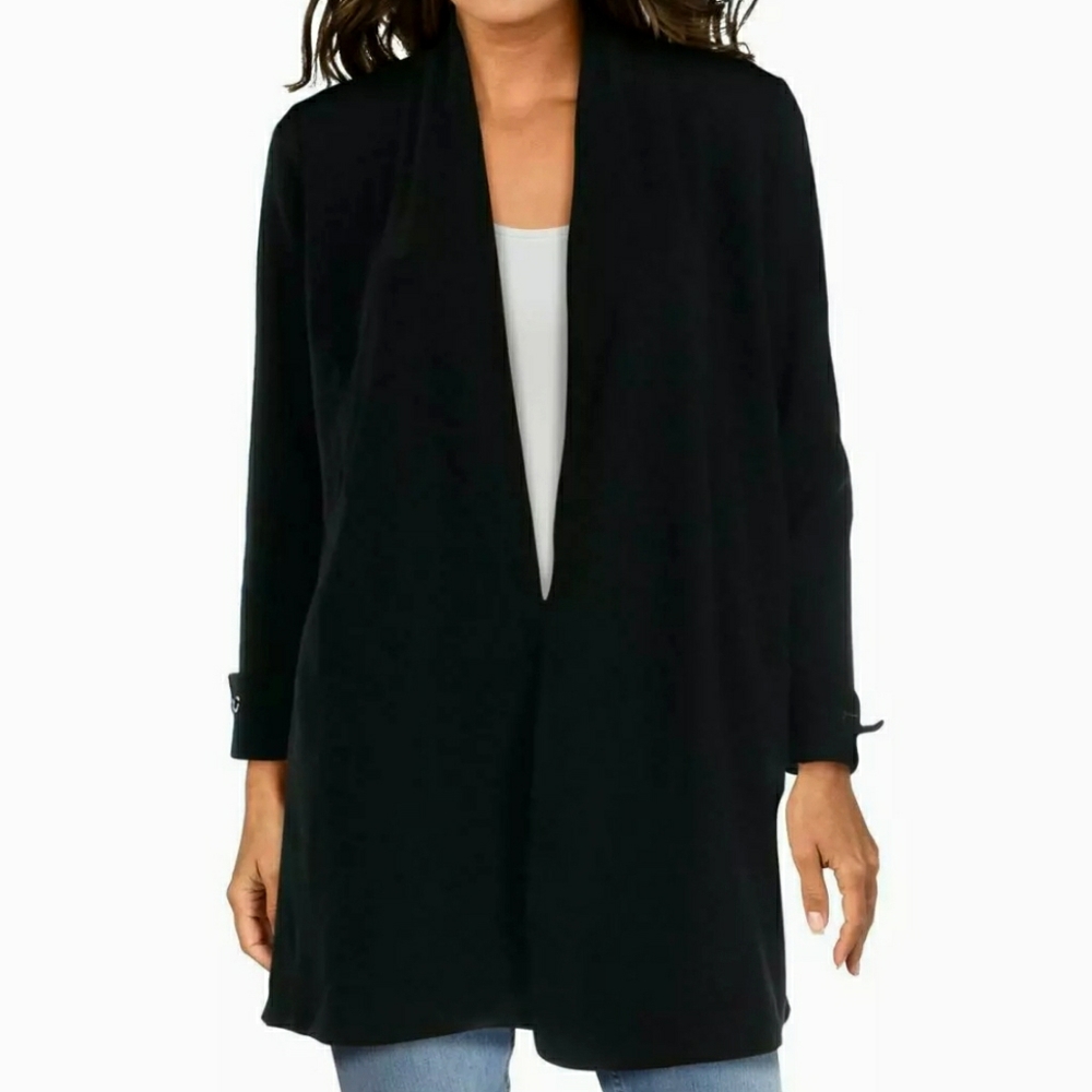 Nic+Zoe Black Casual Open Front Duster Car…